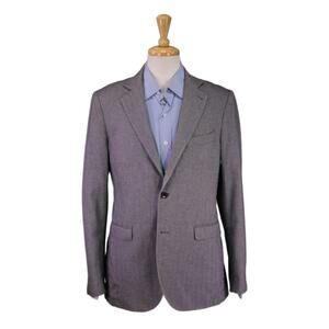 Gutteridge Dal 1878 Blue Gray Herringbone Cotton 2-Btn Blazer Jacket 40R